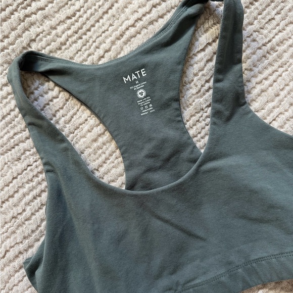 Mate the Label Organic Cotton Stretch Sports Bra, Medium, Forest Green - Picture 3 of 3